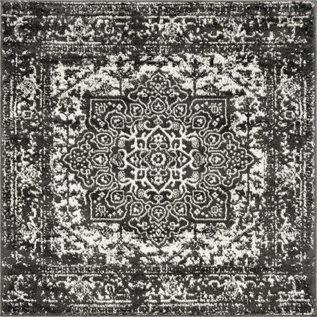 Dark Gray 5' 3 x 5' 3 Richmond Square Area Rug Vintage Distressed Look Traditional Design Carpet for Unique Home Interior Design for Sale at Rug Engine