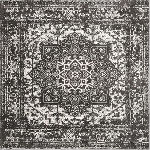 Dark Gray 7' 10 x 7' 10 Richmond Square Area Rug Vintage Distressed Look Traditional Design Carpet for Unique Home Interior Design for Sale at Rug Engine