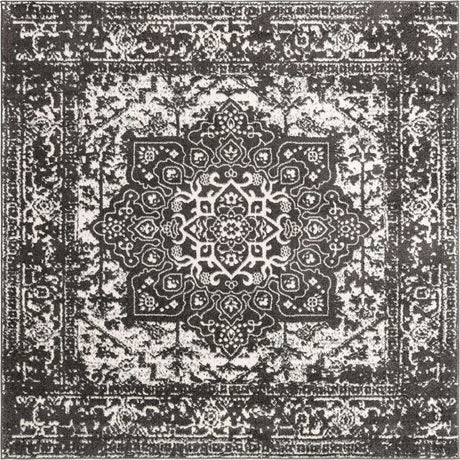 Dark Gray 7' 10 x 7' 10 Richmond Square Area Rug Vintage Distressed Look Traditional Design Carpet for Unique Home Interior Design for Sale at Rug Engine