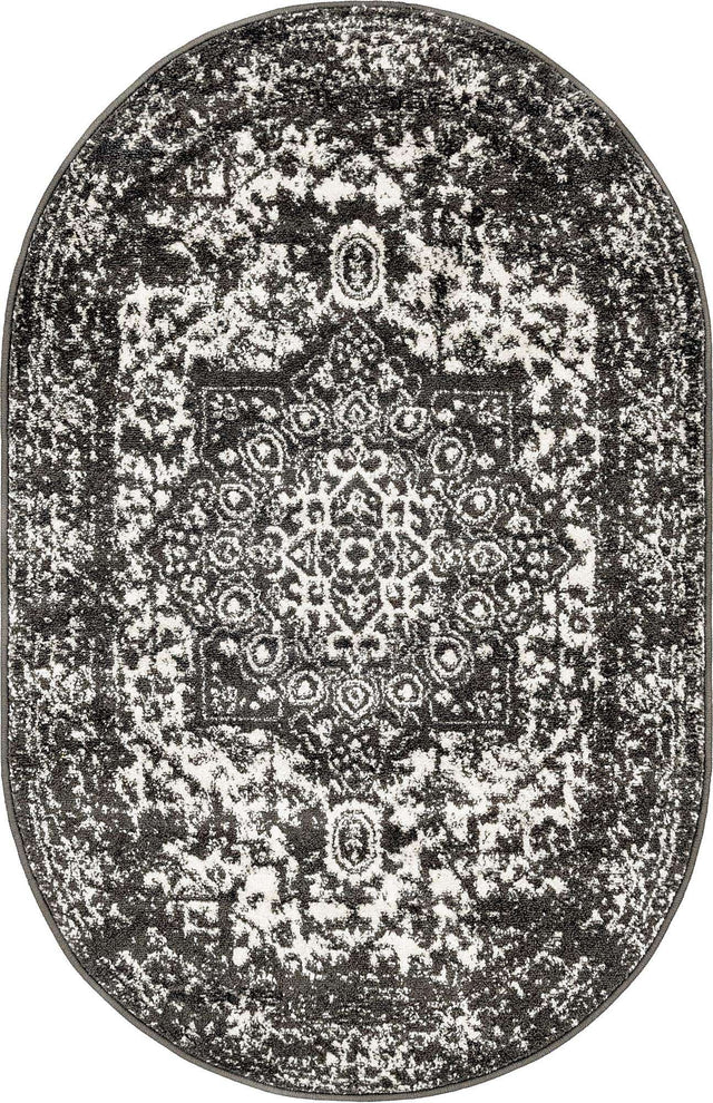 Dark Gray 3' 1 x 5' 3 Richmond Oval Area Rug Vintage Distressed Look Traditional Design Carpet for Unique Home Interior Design for Sale at Rug Engine