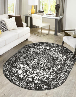 Dark Gray 5' 3 x 8' Richmond Oval Area Rug Vintage Distressed Look Traditional Design Carpet for Unique Home Interior Design for Sale at Rug Engine