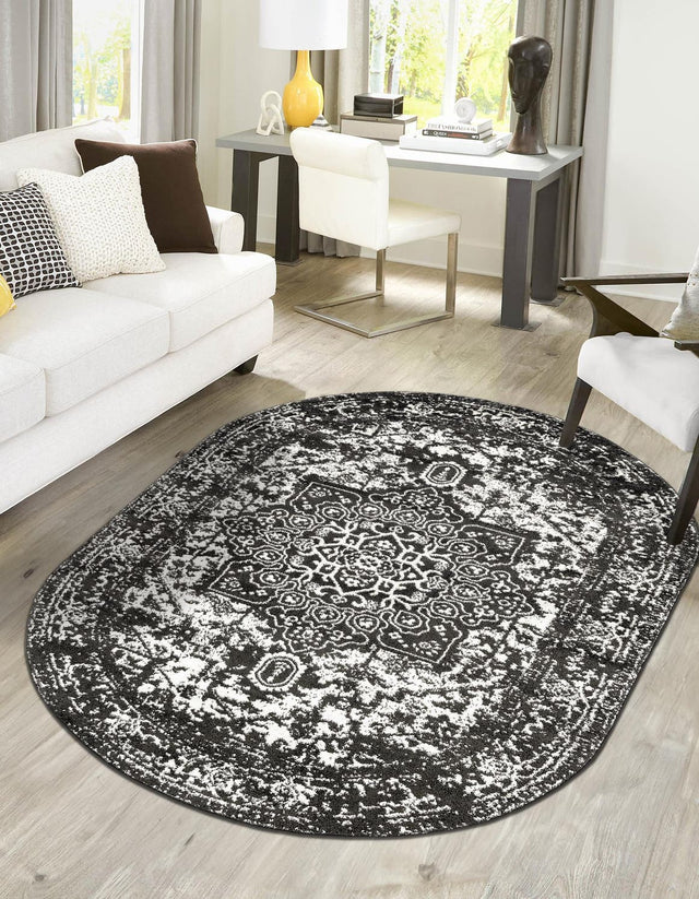 Dark Gray 5' 3 x 8' Richmond Oval Area Rug Vintage Distressed Look Traditional Design Carpet for Unique Home Interior Design for Sale at Rug Engine