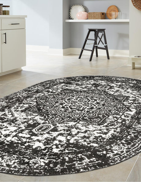 Dark Gray 5' 3 x 8' Richmond Oval Area Rug Vintage Distressed Look Traditional Design Carpet for Unique Home Interior Design for Sale at Rug Engine
