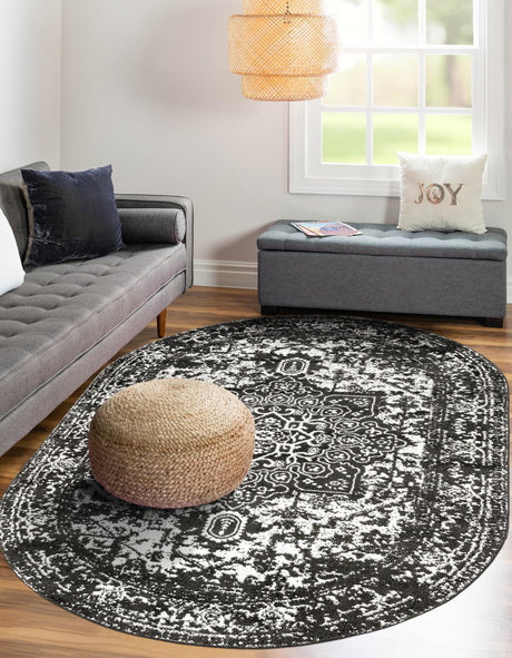 Dark Gray 5' 3 x 8' Richmond Oval Area Rug Vintage Distressed Look Traditional Design Carpet for Unique Home Interior Design for Sale at Rug Engine