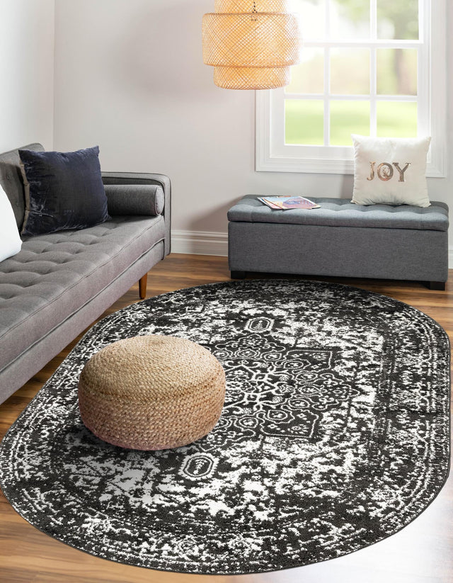 Dark Gray 5' 3 x 8' Richmond Oval Area Rug Vintage Distressed Look Traditional Design Carpet for Unique Home Interior Design for Sale at Rug Engine