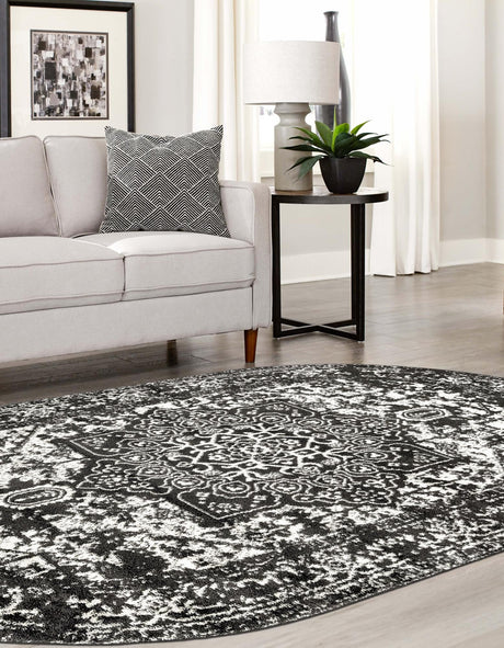 Dark Gray 5' 3 x 8' Richmond Oval Area Rug Vintage Distressed Look Traditional Design Carpet for Unique Home Interior Design for Sale at Rug Engine