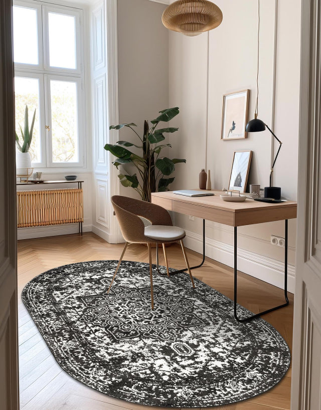 Dark Gray 5' 3 x 8' Richmond Oval Area Rug Vintage Distressed Look Traditional Design Carpet for Unique Home Interior Design for Sale at Rug Engine