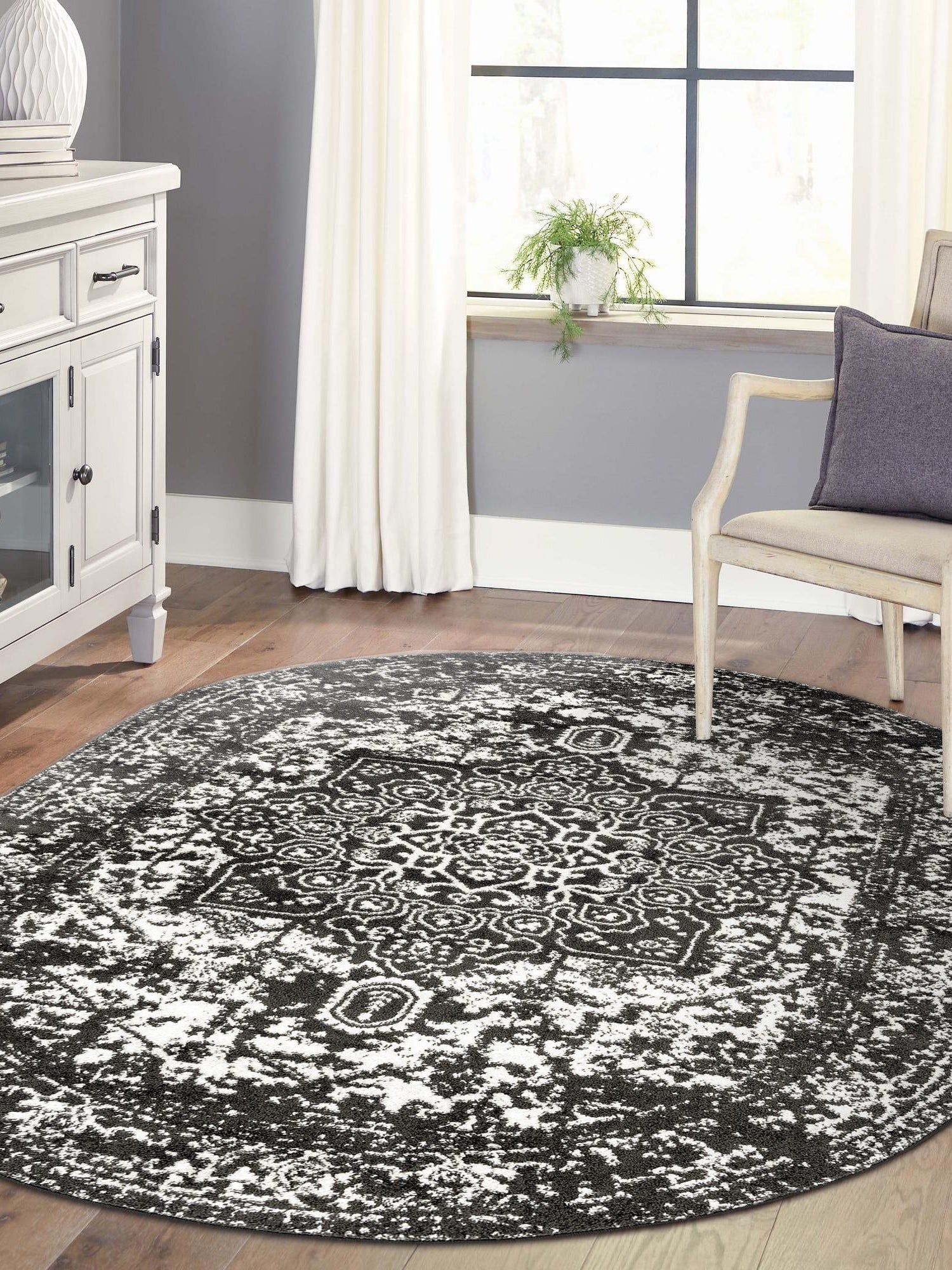 Dark Gray 5' 3 x 8' Richmond Oval Area Rug Vintage Distressed Look Traditional Design Carpet for Unique Home Interior Design for Sale at Rug Engine