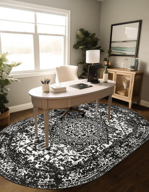 Dark Gray 5' 3 x 8' Richmond Oval Area Rug Vintage Distressed Look Traditional Design Carpet for Unique Home Interior Design for Sale at Rug Engine