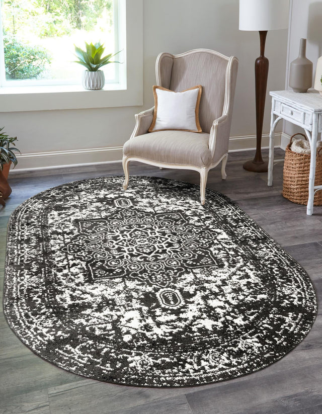 Dark Gray 5' 3 x 8' Richmond Oval Area Rug Vintage Distressed Look Traditional Design Carpet for Unique Home Interior Design for Sale at Rug Engine