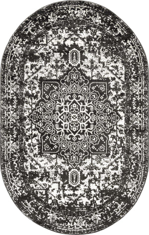 Dark Gray 5' 3 x 8' Richmond Oval Area Rug Vintage Distressed Look Traditional Design Carpet for Unique Home Interior Design for Sale at Rug Engine