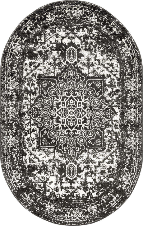 Dark Gray 5' 3 x 8' Richmond Oval Area Rug Vintage Distressed Look Traditional Design Carpet for Unique Home Interior Design for Sale at Rug Engine