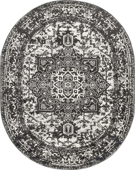 Dark Gray 7' 10 x 10' Richmond Oval Area Rug Vintage Distressed Look Traditional Design Carpet for Unique Home Interior Design for Sale at Rug Engine