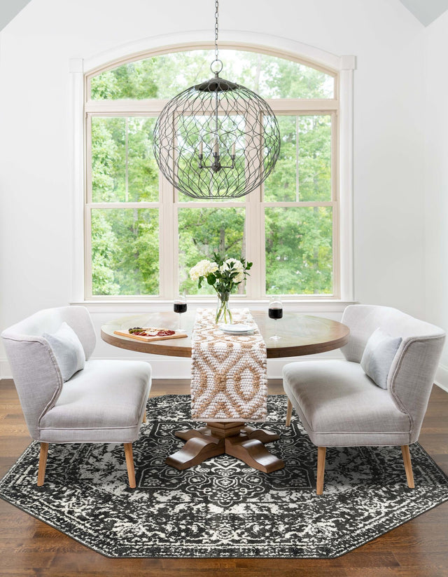 Dark Gray 5' 3 x 5' 3 Richmond Octagon Area Rug Vintage Distressed Look Traditional Design Carpet for Unique Home Interior Design for Sale at Rug Engine