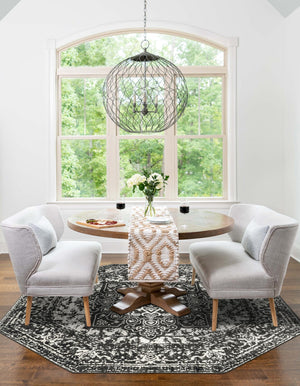 Dark Gray 7' 10 x 7' 10 Richmond Octagon Area Rug Vintage Distressed Look Traditional Design Carpet for Unique Home Interior Design for Sale at Rug Engine