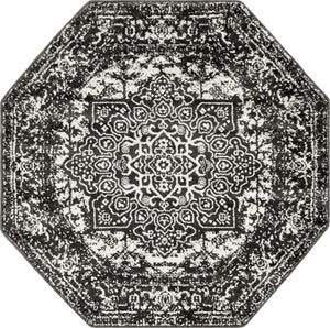 Dark Gray 5' 3 x 5' 3 Richmond Octagon Area Rug Vintage Distressed Look Traditional Design Carpet for Unique Home Interior Design for Sale at Rug Engine