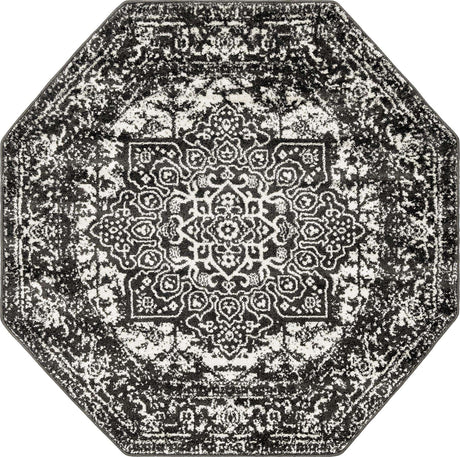 Dark Gray 5' 3 x 5' 3 Richmond Octagon Area Rug Vintage Distressed Look Traditional Design Carpet for Unique Home Interior Design for Sale at Rug Engine