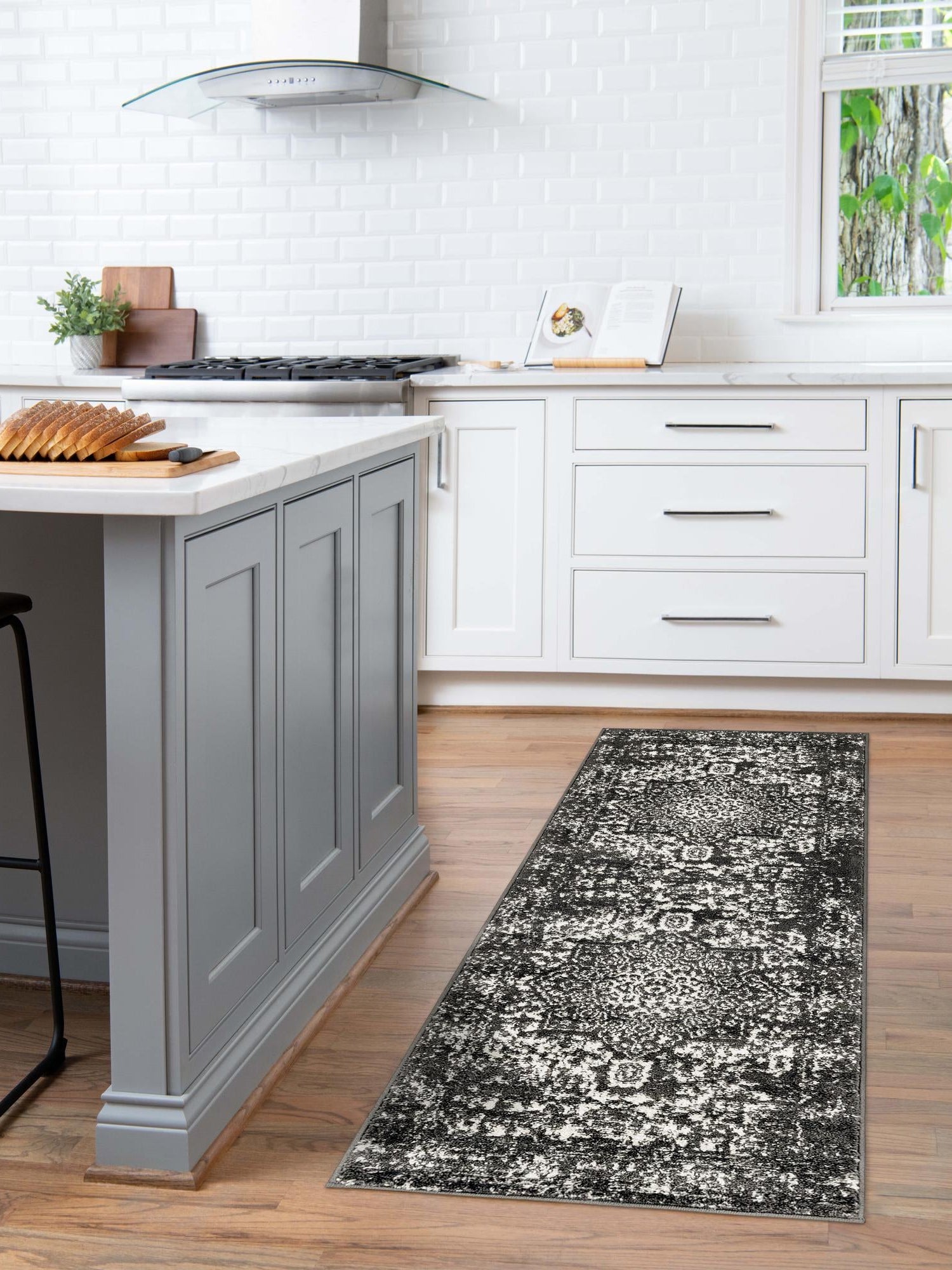 Dark Gray 2' x 8' Richmond Runner Area Rug Vintage Distressed Look Traditional Design Carpet for Unique Home Interior Design for Sale at Rug Engine