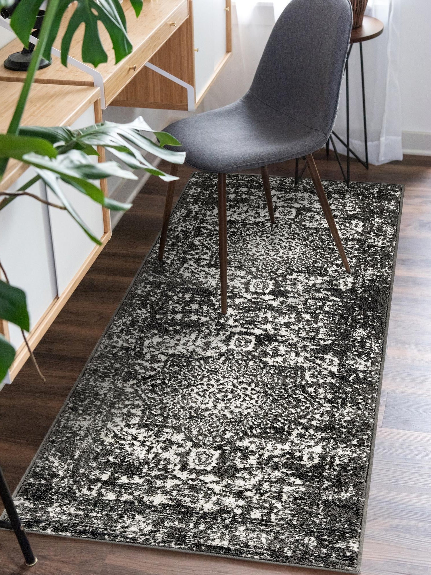 Dark Gray 2' x 8' Richmond Runner Area Rug Vintage Distressed Look Traditional Design Carpet for Unique Home Interior Design for Sale at Rug Engine