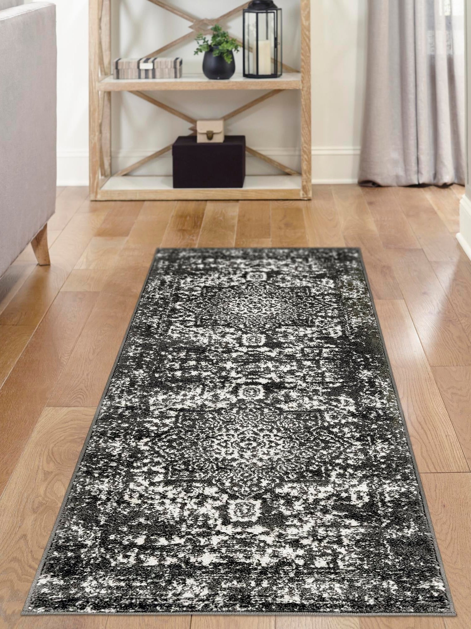 Dark Gray 2' x 6' 1 Richmond Runner Area Rug Vintage Distressed Look Traditional Design Carpet for Unique Home Interior Design for Sale at Rug Engine