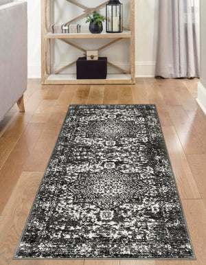 Dark Gray 2' 7 x 12' Richmond Runner Area Rug Vintage Distressed Look Traditional Design Carpet for Unique Home Interior Design for Sale at Rug Engine
