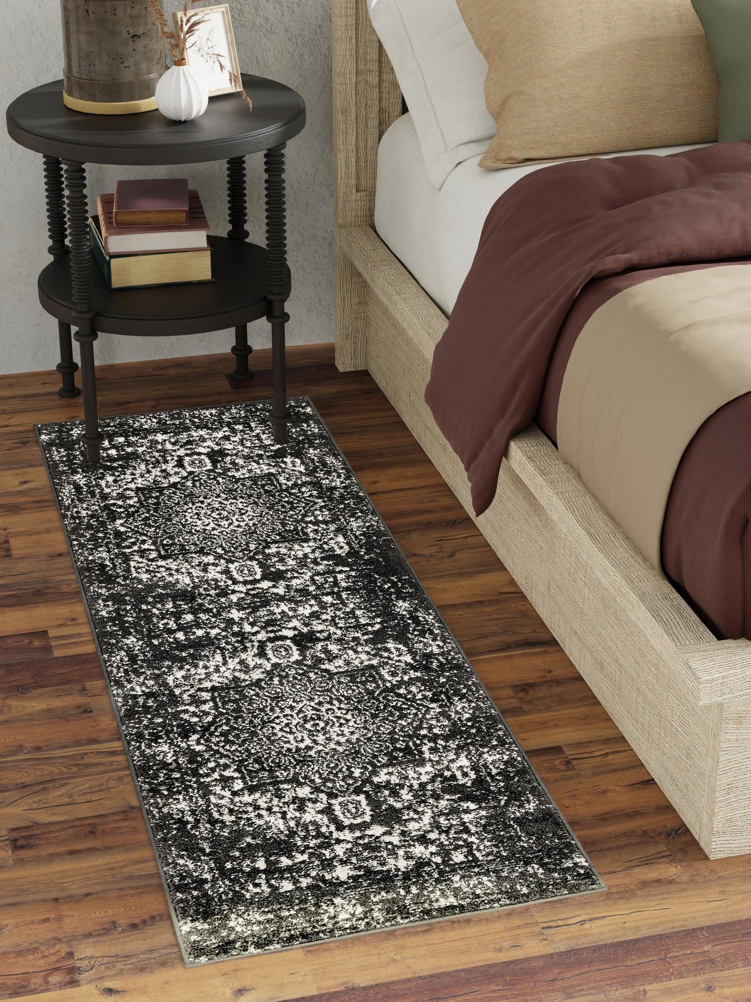 Dark Gray 2' 7 x 12' Richmond Runner Area Rug Vintage Distressed Look Traditional Design Carpet for Unique Home Interior Design for Sale at Rug Engine