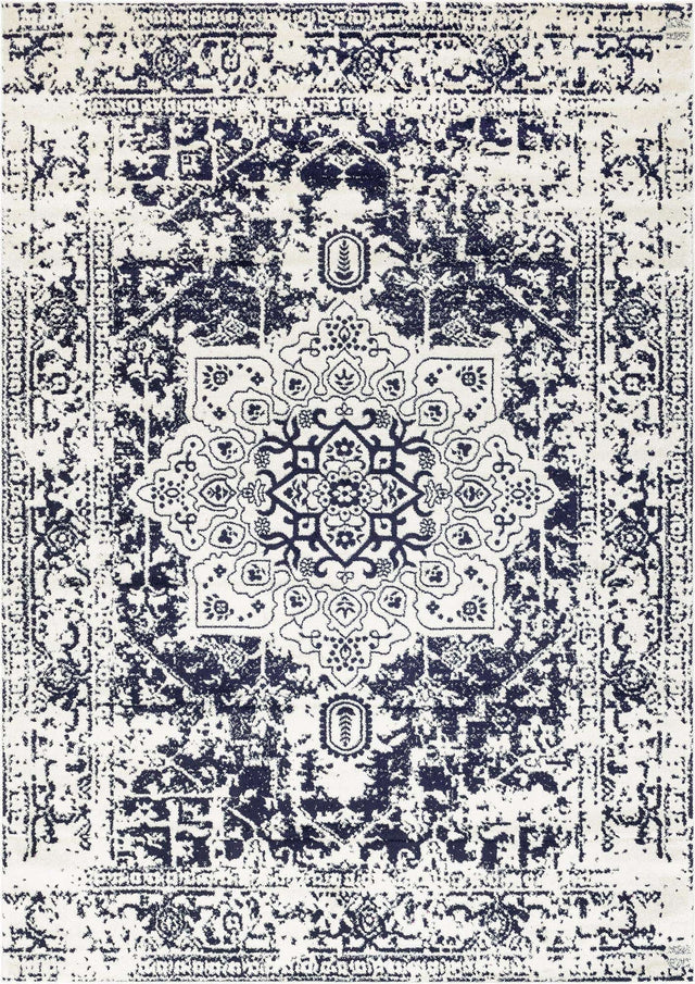 Blue 10' x 14' 1 Richmond Rectangle Area Rug Vintage Distressed Look Traditional Design Carpet for Unique Home Interior Design for Sale at Rug Engine