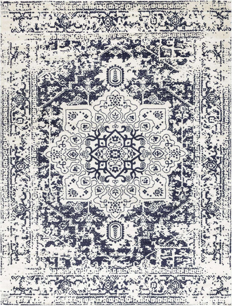Blue 10' x 13' 1 Richmond Rectangle Area Rug Vintage Distressed Look Traditional Design Carpet for Unique Home Interior Design for Sale at Rug Engine