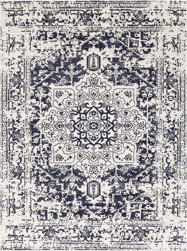 Blue 9' x 12' Richmond Rectangle Area Rug Vintage Distressed Look Traditional Design Carpet for Unique Home Interior Design for Sale at Rug Engine