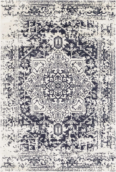 Blue 6' 1 x 9' Richmond Rectangle Area Rug Vintage Distressed Look Traditional Design Carpet for Unique Home Interior Design for Sale at Rug Engine