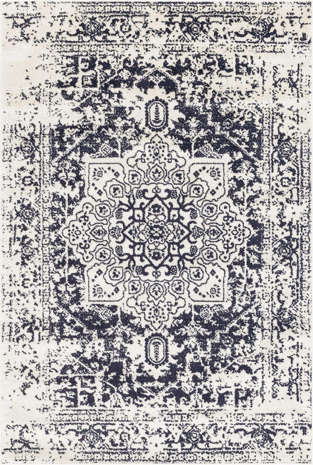 Blue 6' 1 x 9' Richmond Rectangle Area Rug Vintage Distressed Look Traditional Design Carpet for Unique Home Interior Design for Sale at Rug Engine