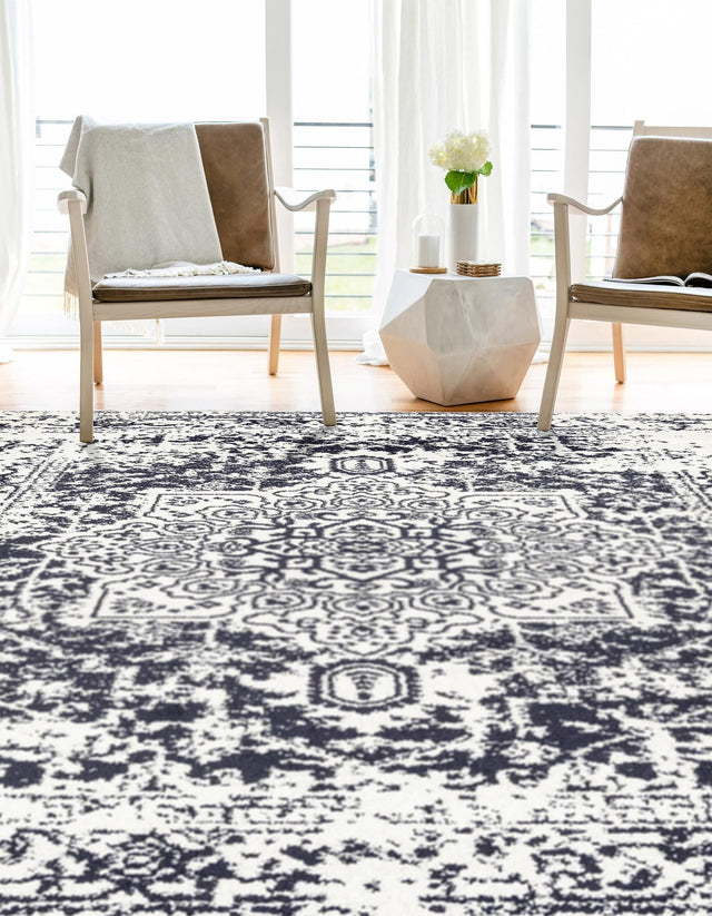 Blue 9' x 12' Richmond Rectangle Area Rug Vintage Distressed Look Traditional Design Carpet for Unique Home Interior Design for Sale at Rug Engine