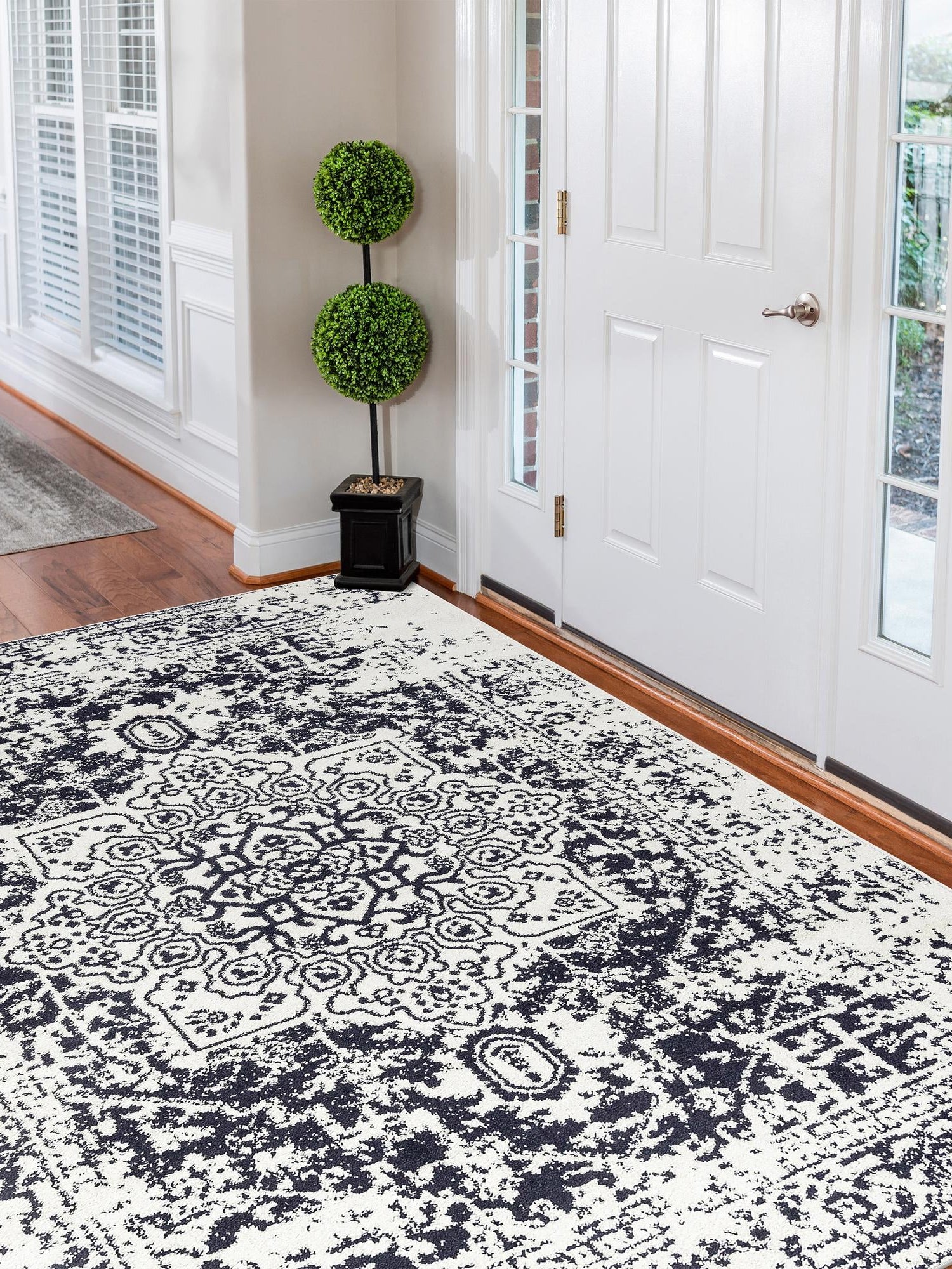 Blue 9' x 12' Richmond Rectangle Area Rug Vintage Distressed Look Traditional Design Carpet for Unique Home Interior Design for Sale at Rug Engine