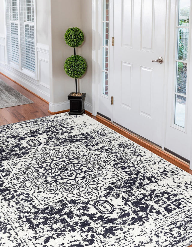 Blue 9' x 12' Richmond Rectangle Area Rug Vintage Distressed Look Traditional Design Carpet for Unique Home Interior Design for Sale at Rug Engine