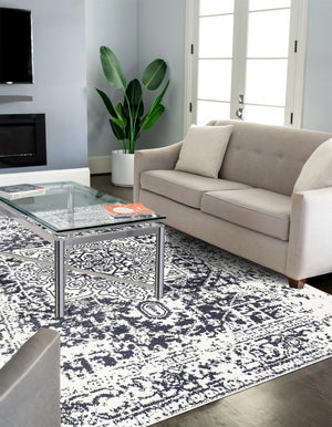Blue 9' x 12' Richmond Rectangle Area Rug Vintage Distressed Look Traditional Design Carpet for Unique Home Interior Design for Sale at Rug Engine