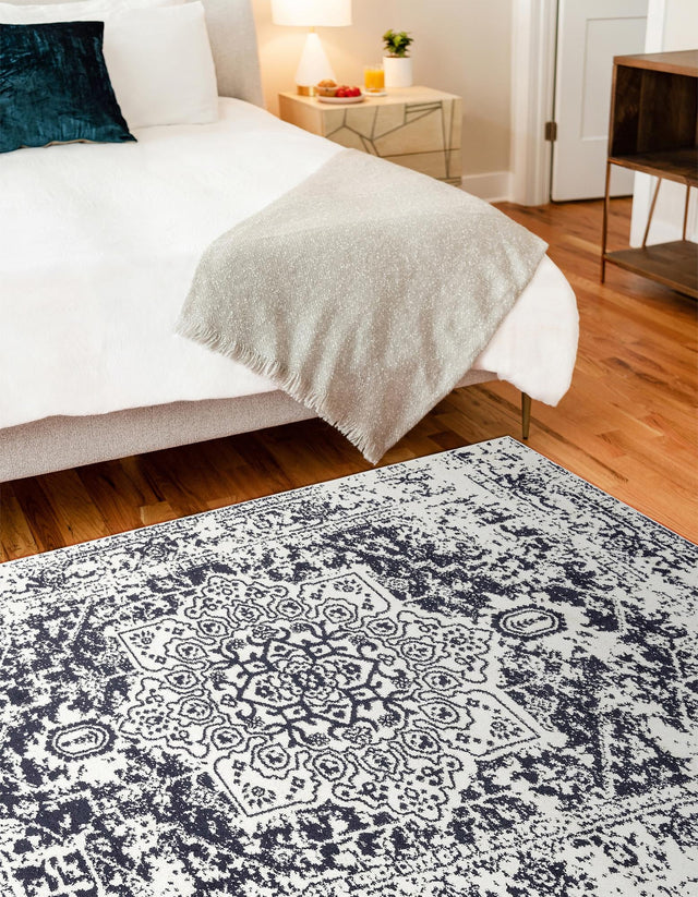 Blue 3' 1 x 5' 3 Richmond Rectangle Area Rug Vintage Distressed Look Traditional Design Carpet for Unique Home Interior Design for Sale at Rug Engine