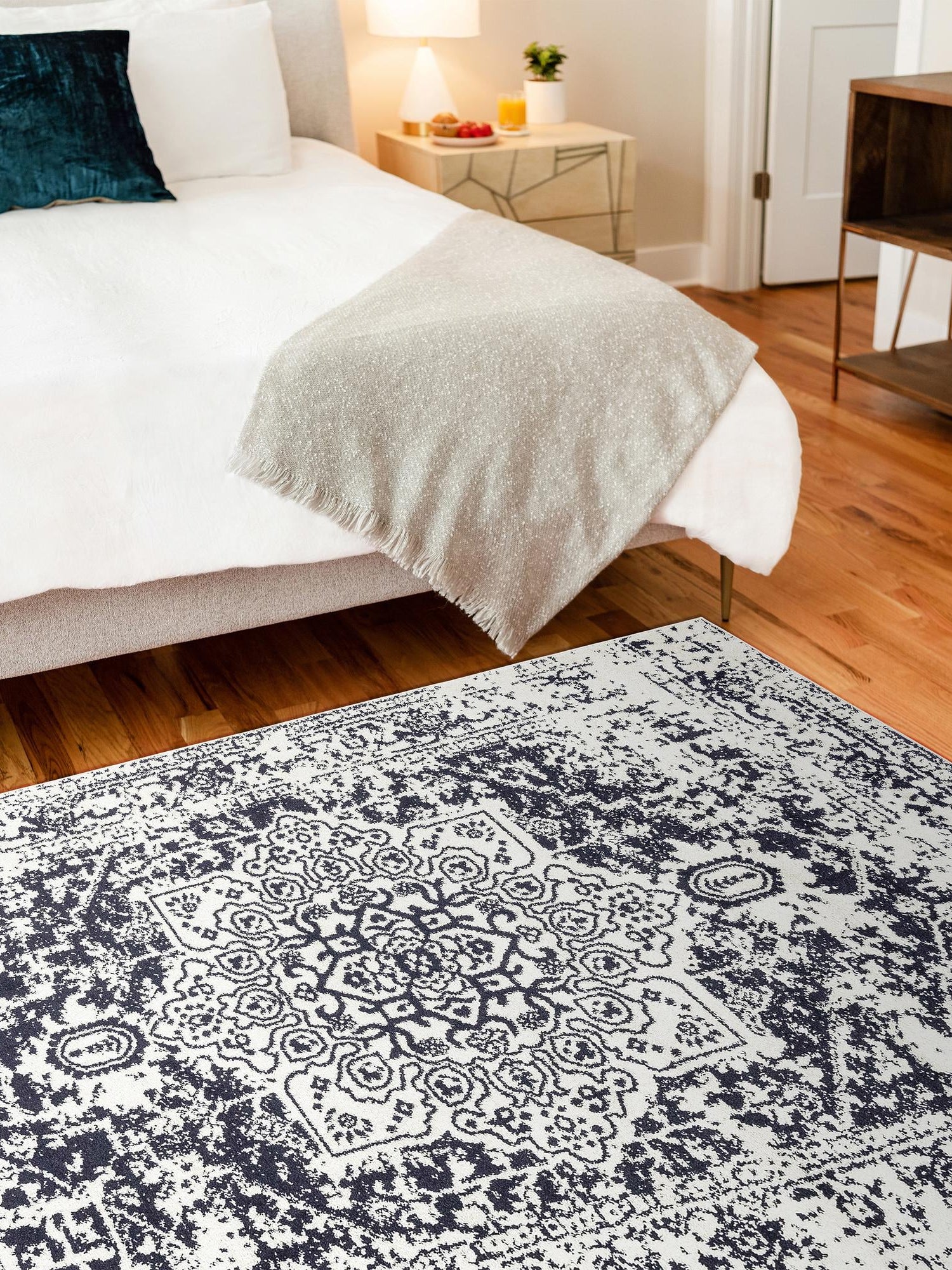 Blue 9' x 12' Richmond Rectangle Area Rug Vintage Distressed Look Traditional Design Carpet for Unique Home Interior Design for Sale at Rug Engine