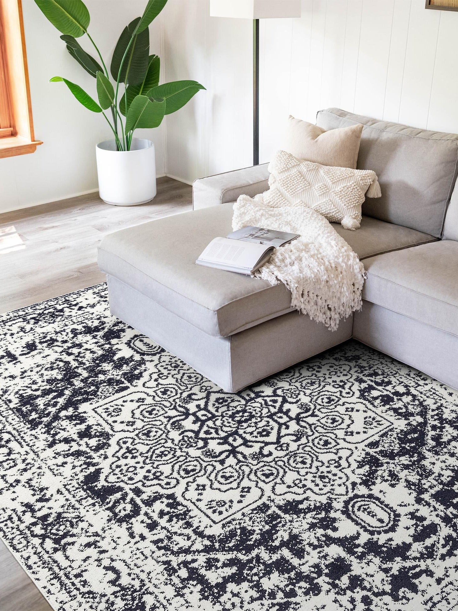Blue 7' 1 x 10' Richmond Rectangle Area Rug Vintage Distressed Look Traditional Design Carpet for Unique Home Interior Design for Sale at Rug Engine