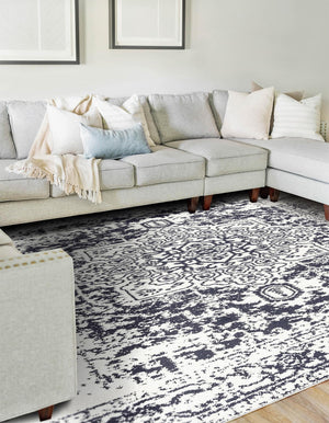 Blue 9' x 12' Richmond Rectangle Area Rug Vintage Distressed Look Traditional Design Carpet for Unique Home Interior Design for Sale at Rug Engine