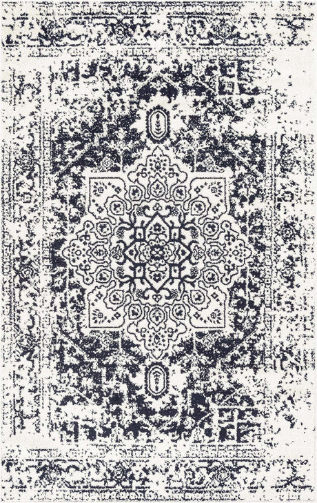 Blue 5' 3 x 8' Richmond Rectangle Area Rug Vintage Distressed Look Traditional Design Carpet for Unique Home Interior Design for Sale at Rug Engine