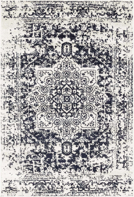 Blue 4' 1 x 6' 1 Richmond Rectangle Area Rug Vintage Distressed Look Traditional Design Carpet for Unique Home Interior Design for Sale at Rug Engine