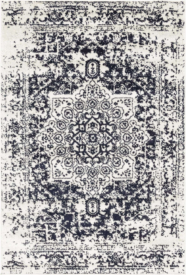 Blue 4' 1 x 6' 1 Richmond Rectangle Area Rug Vintage Distressed Look Traditional Design Carpet for Unique Home Interior Design for Sale at Rug Engine