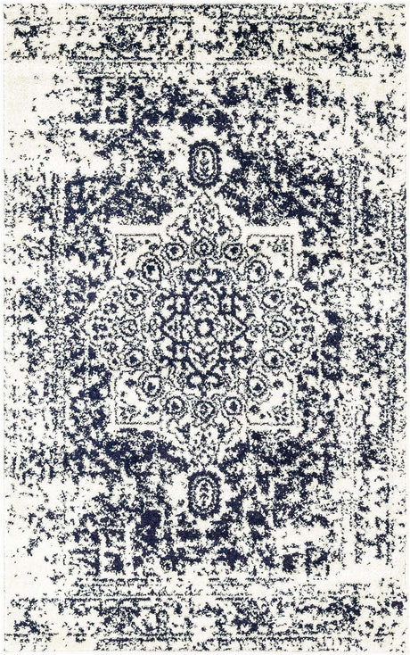 Blue 3' 1 x 5' 3 Richmond Rectangle Area Rug Vintage Distressed Look Traditional Design Carpet for Unique Home Interior Design for Sale at Rug Engine