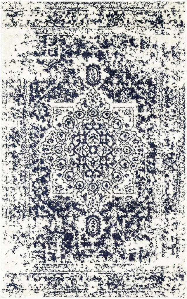 Blue 3' 1 x 5' 3 Richmond Rectangle Area Rug Vintage Distressed Look Traditional Design Carpet for Unique Home Interior Design for Sale at Rug Engine