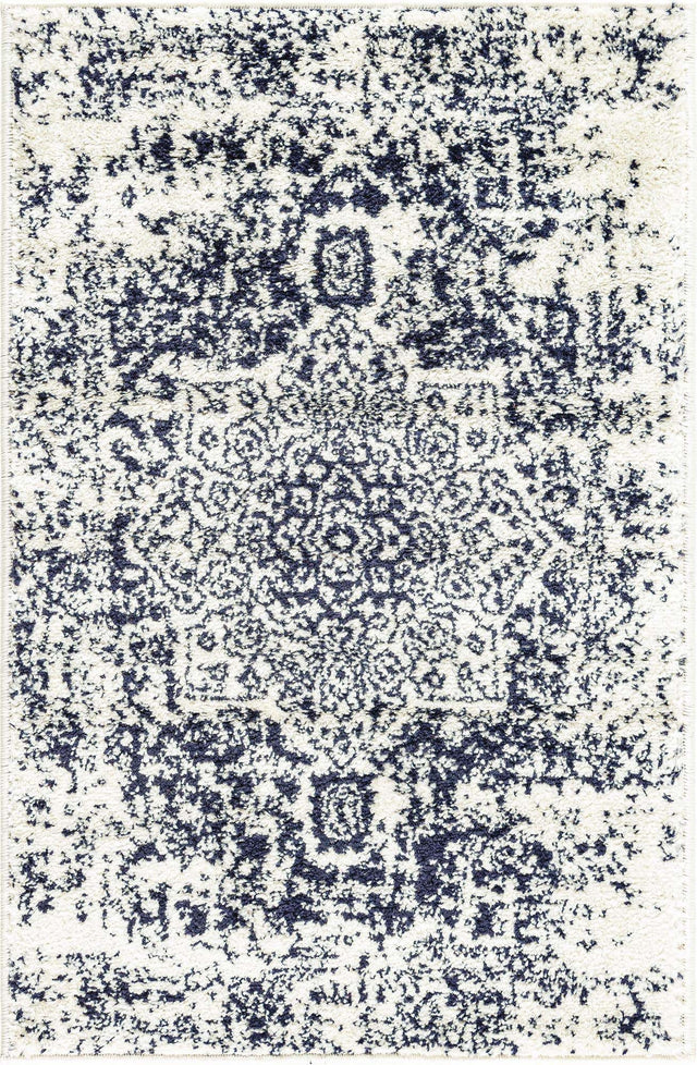 Blue 2' x 3' 1 Richmond Rectangle Area Rug Vintage Distressed Look Traditional Design Carpet for Unique Home Interior Design for Sale at Rug Engine