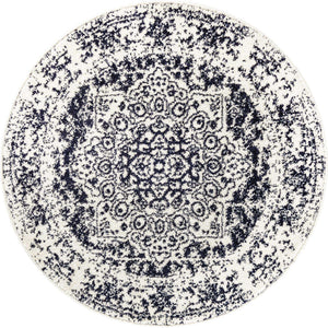 Blue 3' 1 x 3' 1 Richmond Round Area Rug Vintage Distressed Look Traditional Design Carpet for Unique Home Interior Design for Sale at Rug Engine