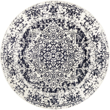 Blue 3' 1 x 3' 1 Richmond Round Area Rug Vintage Distressed Look Traditional Design Carpet for Unique Home Interior Design for Sale at Rug Engine