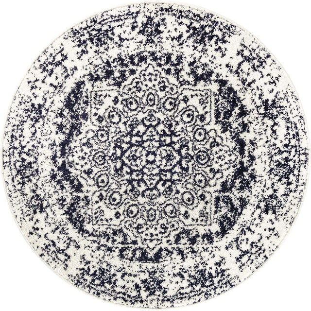 Blue 3' 1 x 3' 1 Richmond Round Area Rug Vintage Distressed Look Traditional Design Carpet for Unique Home Interior Design for Sale at Rug Engine