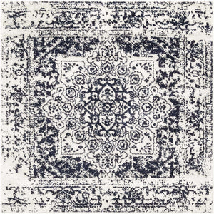 Blue 4' 1 x 4' 1 Richmond Square Area Rug Vintage Distressed Look Traditional Design Carpet for Unique Home Interior Design for Sale at Rug Engine