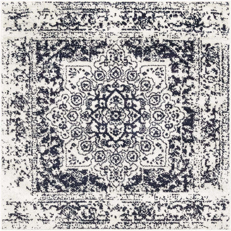 Blue 4' 1 x 4' 1 Richmond Square Area Rug Vintage Distressed Look Traditional Design Carpet for Unique Home Interior Design for Sale at Rug Engine